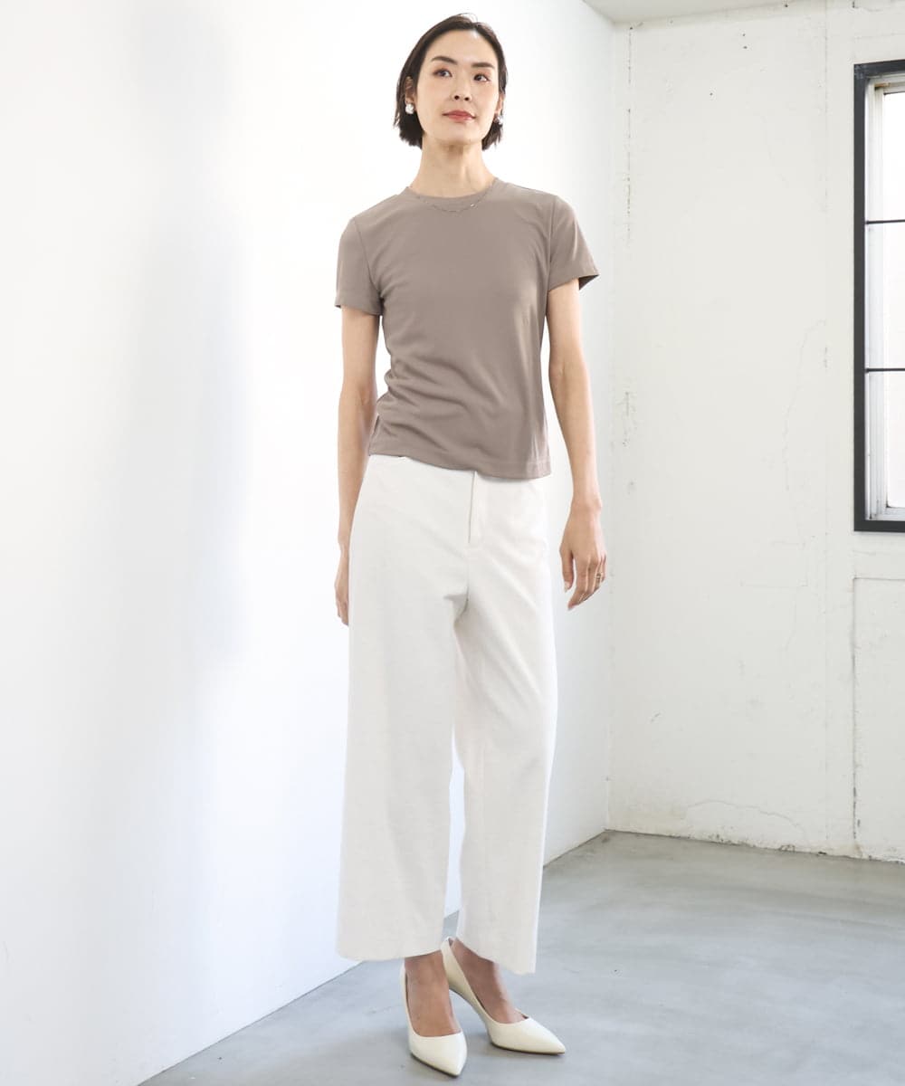 FMKGD07120 MICHEL KLEIN(ミッシェルクラン) [遮熱効果素材]クリーンシルエットTシャツ ブラック