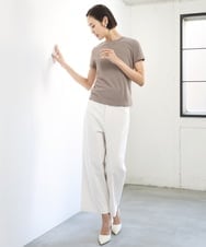 FMKGD07120 MICHEL KLEIN(ミッシェルクラン) [遮熱効果素材]クリーンシルエットTシャツ ブラック