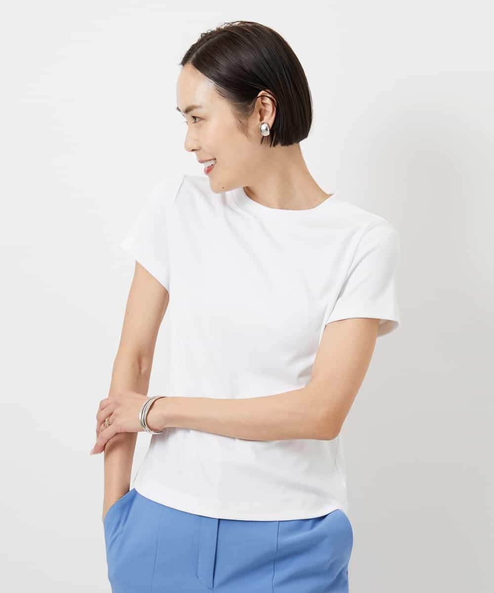 FMKGD07120 MICHEL KLEIN(ミッシェルクラン) [遮熱効果素材]クリーンシルエットTシャツ ホワイト