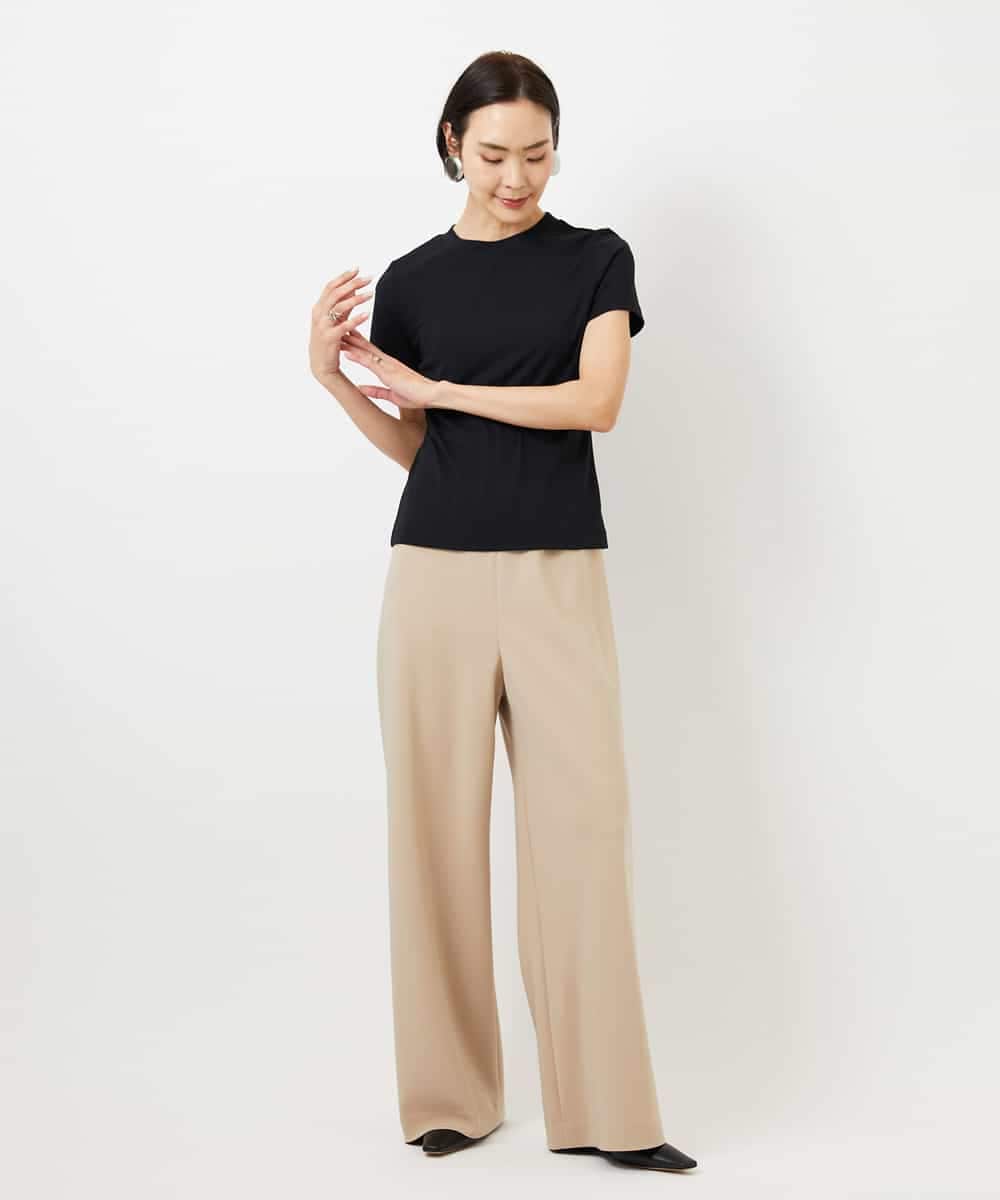 FMKGD07120 MICHEL KLEIN(ミッシェルクラン) [遮熱効果素材]クリーンシルエットTシャツ ブラック