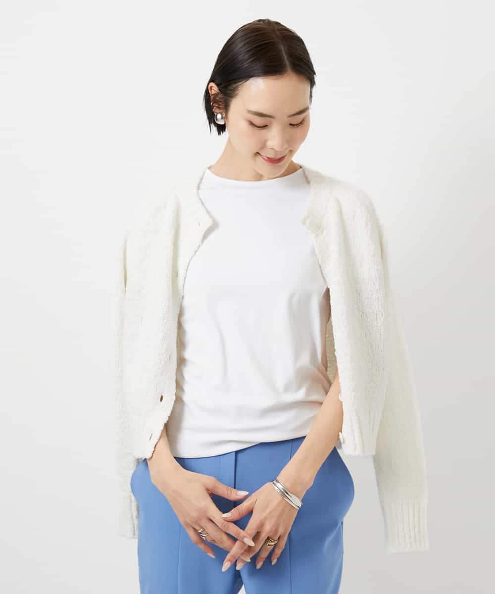 FMKGD07120 MICHEL KLEIN(ミッシェルクラン) [遮熱効果素材]クリーンシルエットTシャツ ブラック