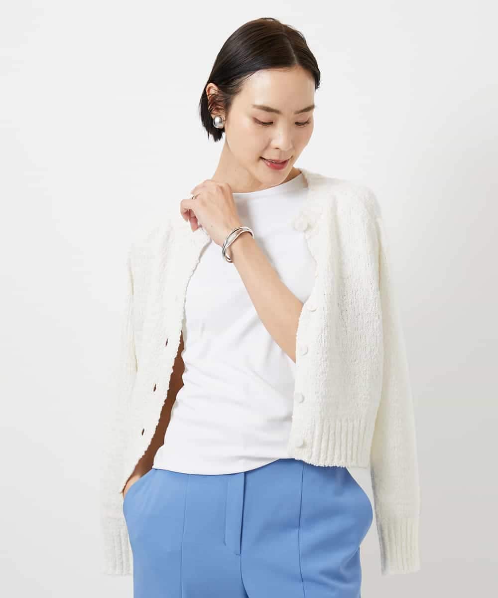 FMKGD07120 MICHEL KLEIN(ミッシェルクラン) [遮熱効果素材]クリーンシルエットTシャツ ブラック