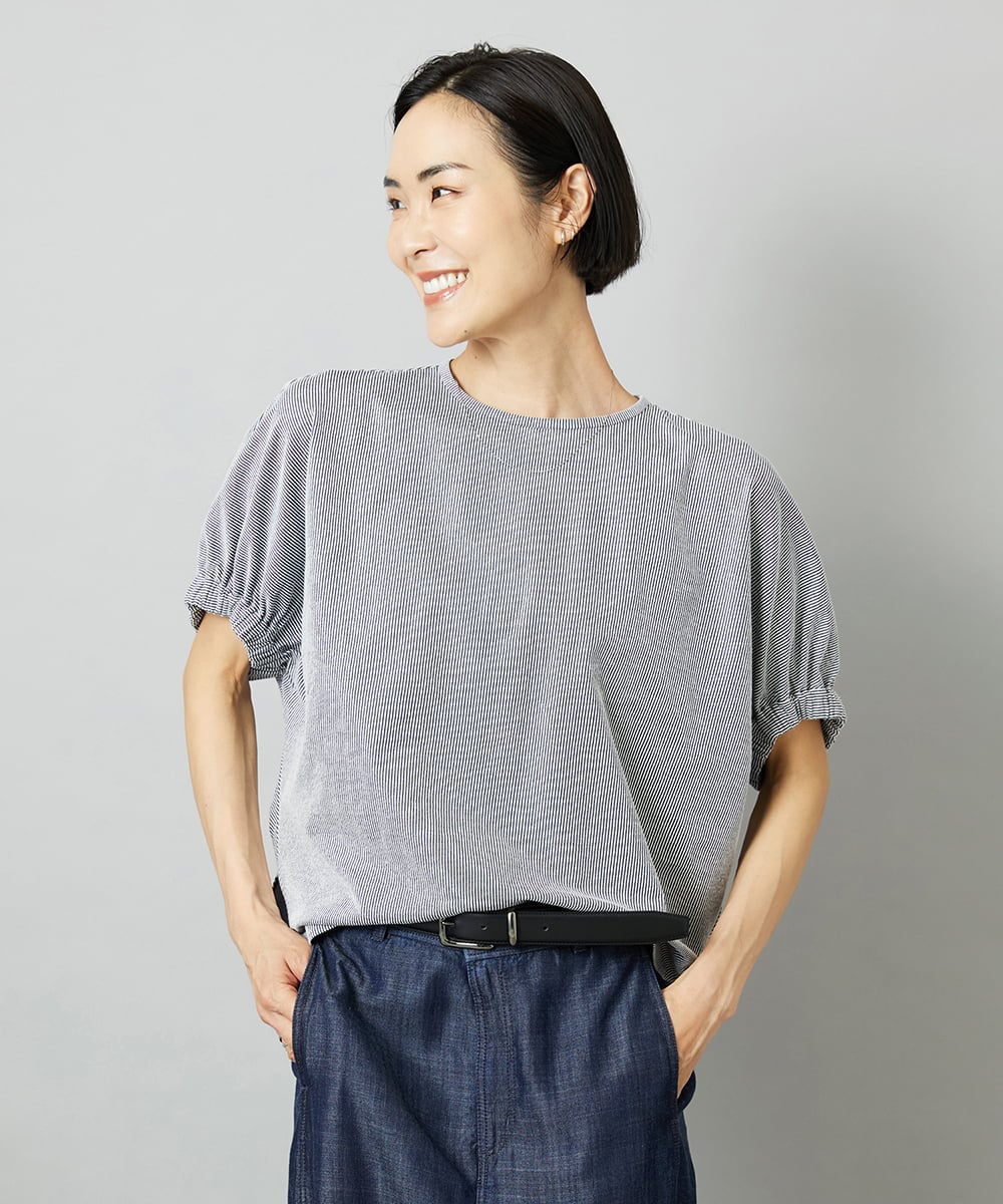 FMKGD10180 MICHEL KLEIN [新色追加/接触冷感]サッカードルマンスリーブカットソー