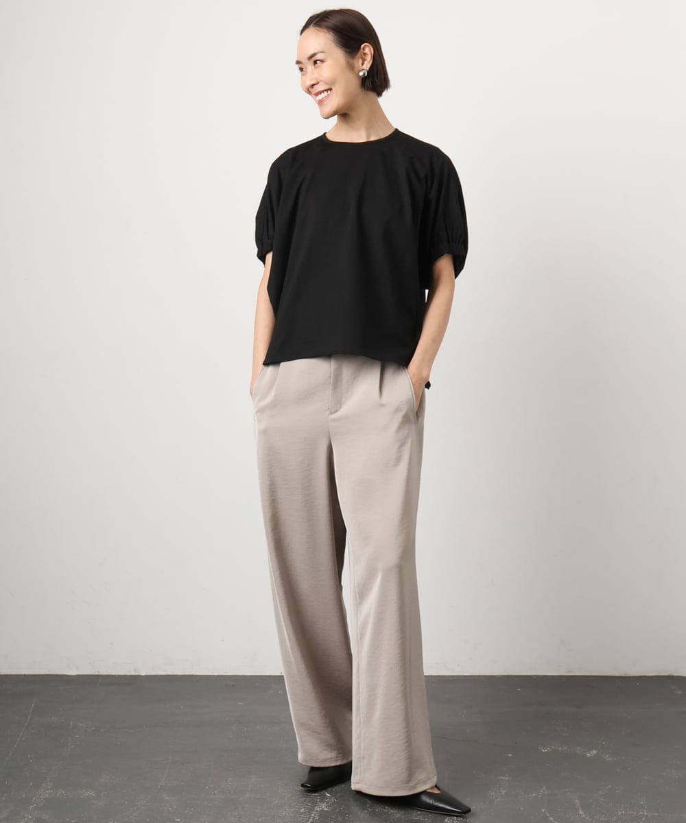 FMKGD10180 MICHEL KLEIN(ミッシェルクラン) [接触冷感]サッカードルマンスリーブカットソー ブラック