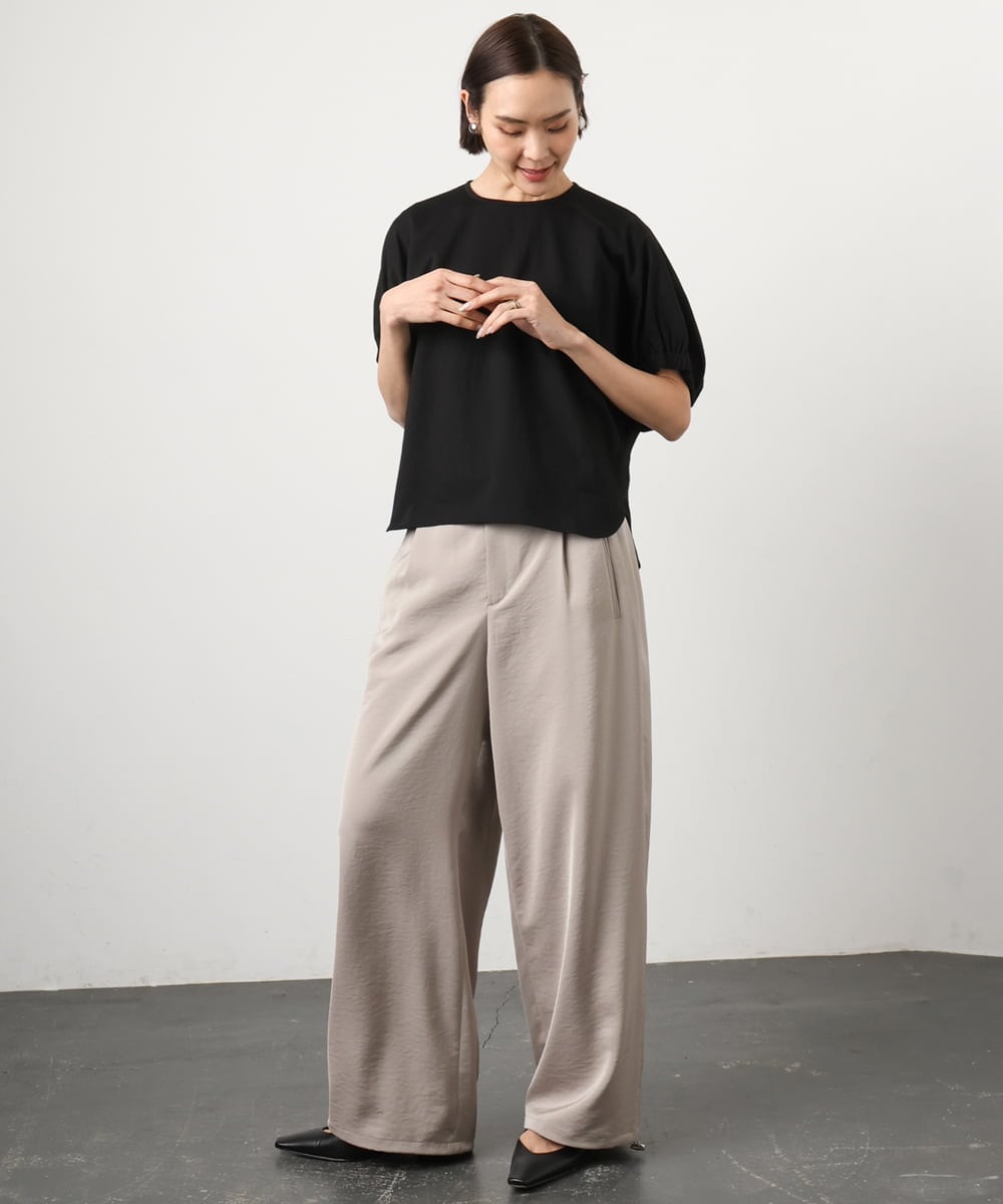 FMKGD10180 MICHEL KLEIN(ミッシェルクラン) [接触冷感]サッカードルマンスリーブカットソー ブラック