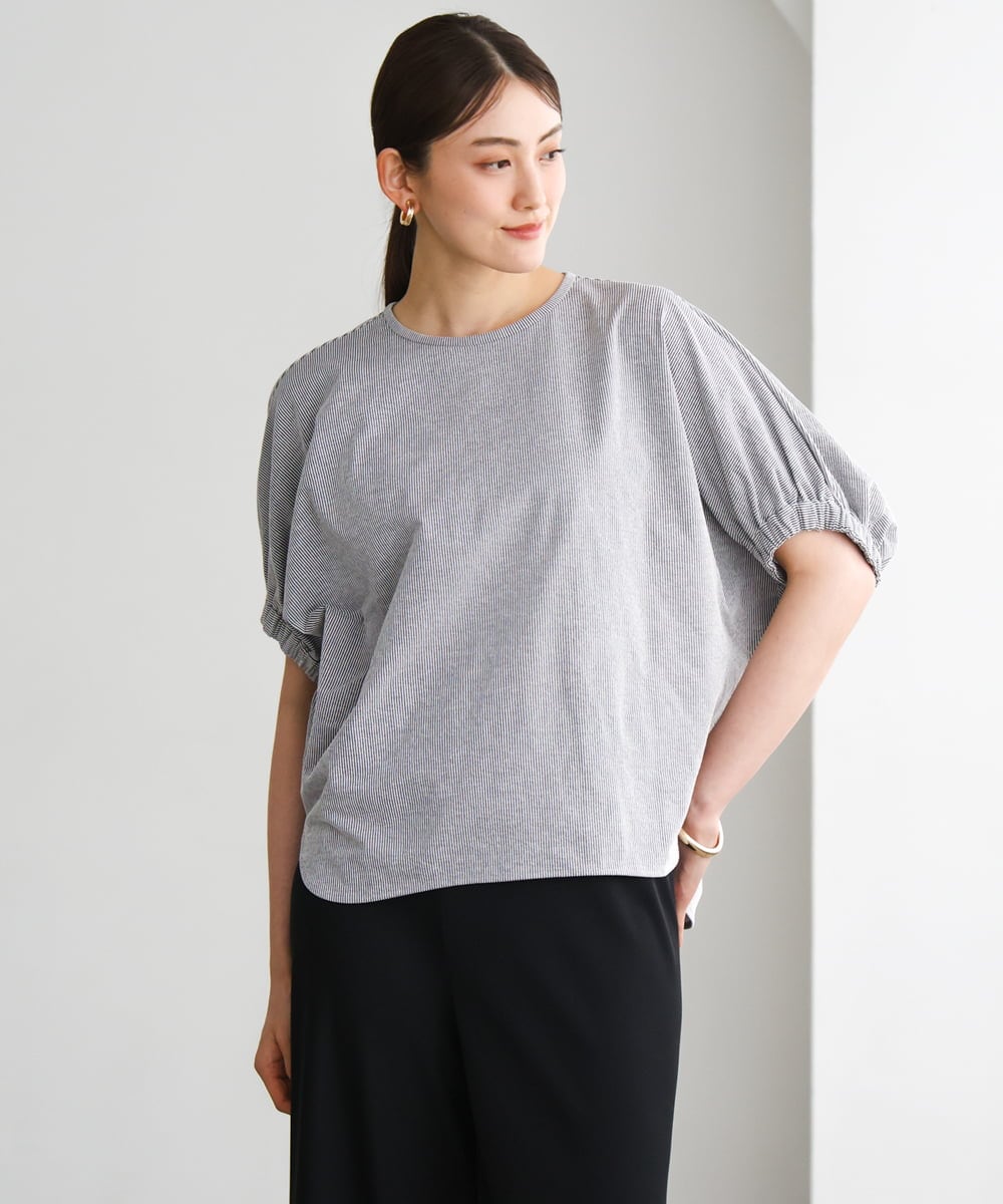 FMKGD10180 MICHEL KLEIN(ミッシェルクラン) [接触冷感]サッカードルマンスリーブカットソー ブラック