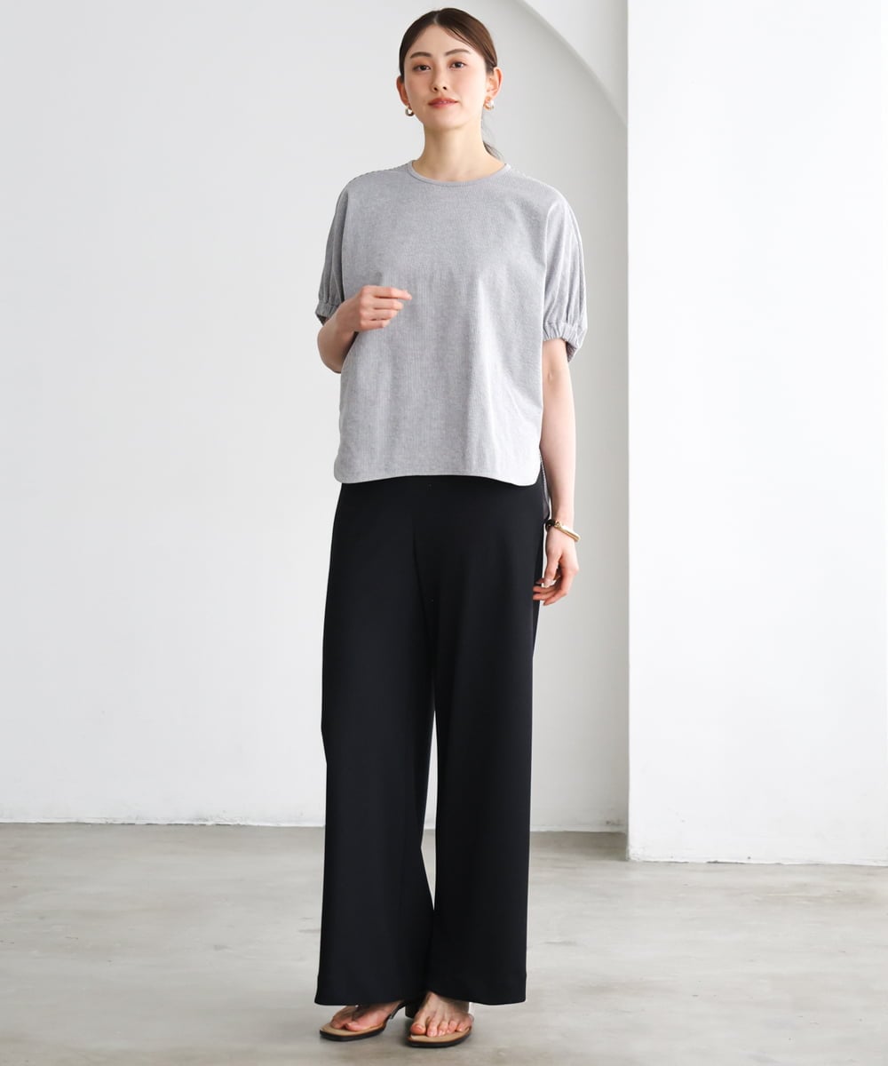 FMKGD10180 MICHEL KLEIN(ミッシェルクラン) [接触冷感]サッカードルマンスリーブカットソー ブラック