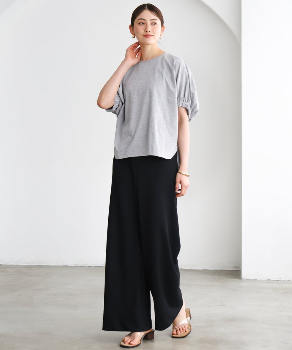 FMKGD10180 MICHEL KLEIN(ミッシェルクラン) [接触冷感]サッカードルマンスリーブカットソー ブラック