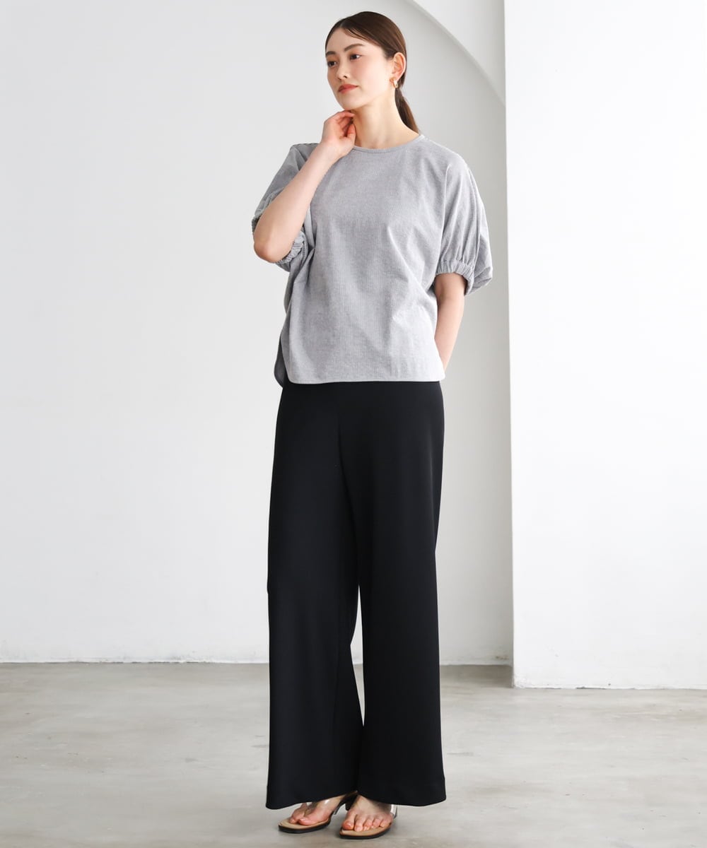 FMKGD10180 MICHEL KLEIN(ミッシェルクラン) [接触冷感]サッカードルマンスリーブカットソー ブラック