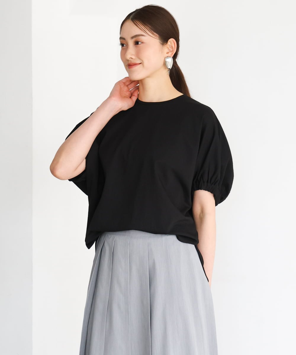 FMKGD10180 MICHEL KLEIN(ミッシェルクラン) [接触冷感]サッカードルマンスリーブカットソー ブラック