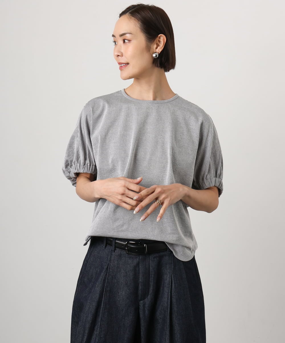 FMKGD10180 MICHEL KLEIN(ミッシェルクラン) [接触冷感]サッカードルマンスリーブカットソー ブラック