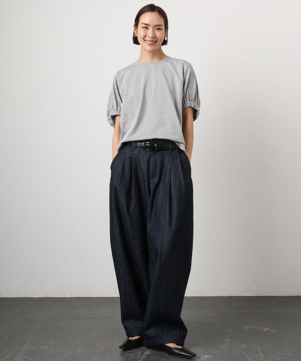 FMKGD10180 MICHEL KLEIN(ミッシェルクラン) [接触冷感]サッカードルマンスリーブカットソー ブラック