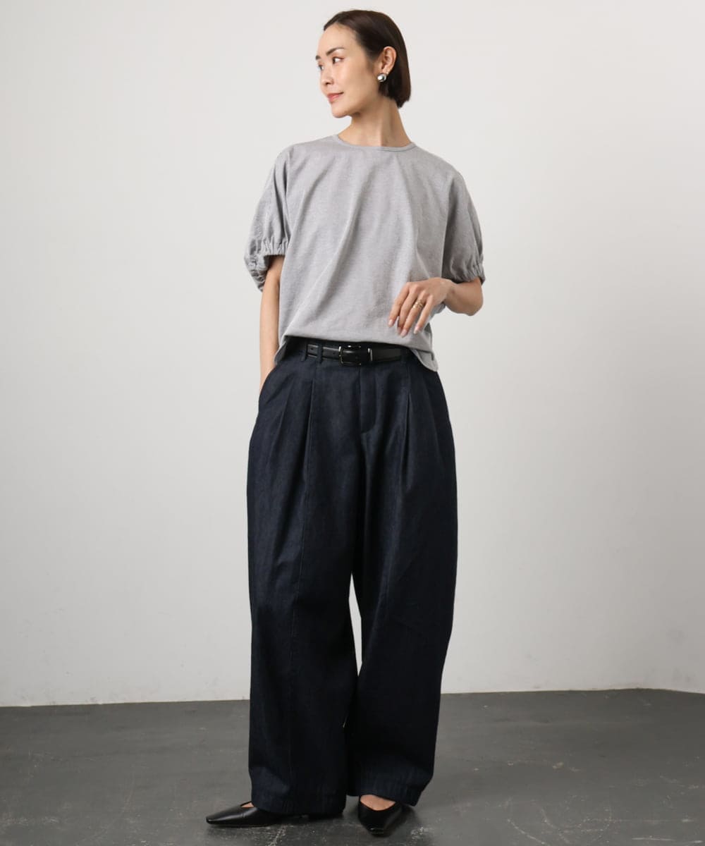 FMKGD10180 MICHEL KLEIN(ミッシェルクラン) [接触冷感]サッカードルマンスリーブカットソー ブラック