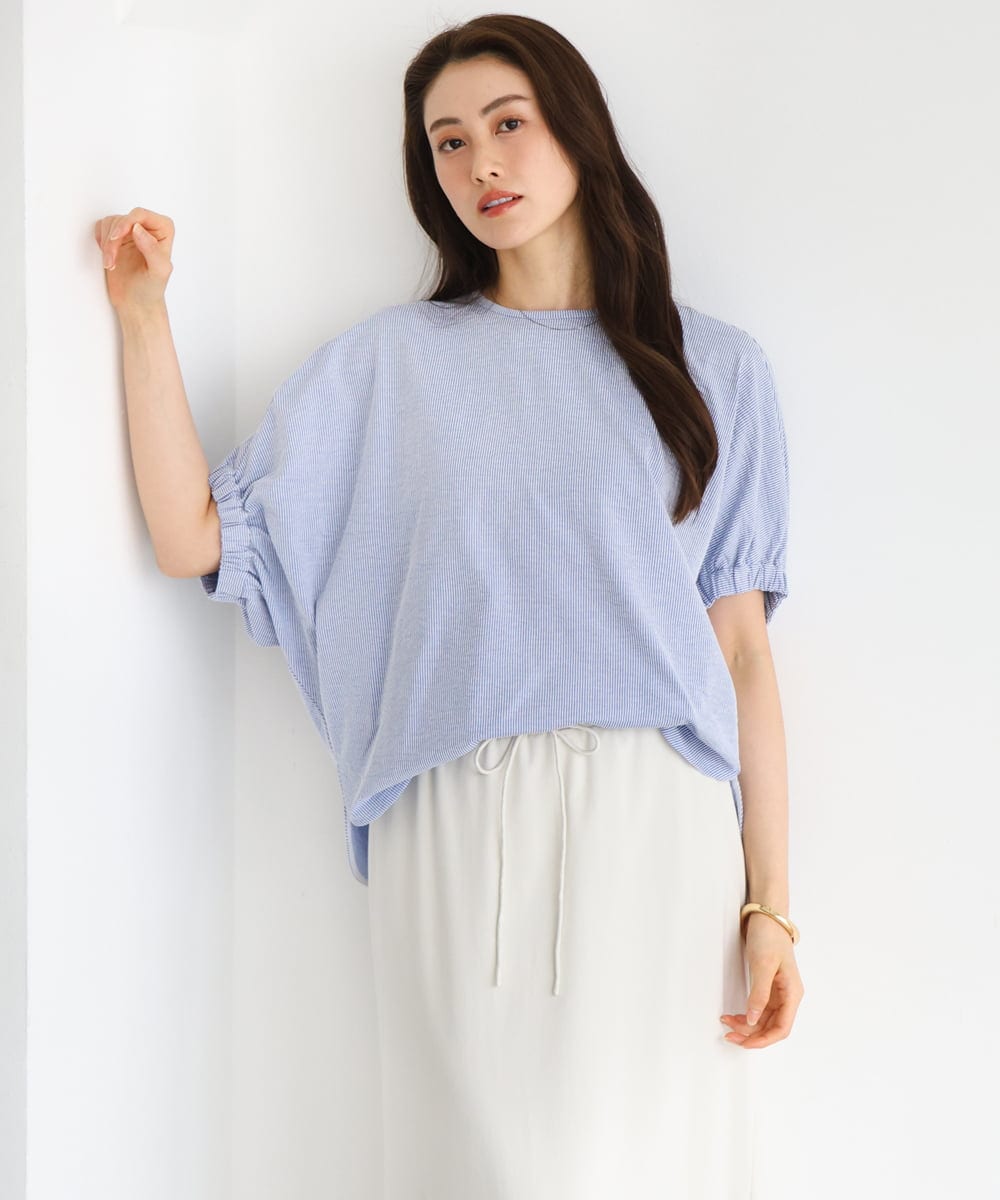 FMKGD10180 MICHEL KLEIN(ミッシェルクラン) [接触冷感]サッカードルマンスリーブカットソー ブラック