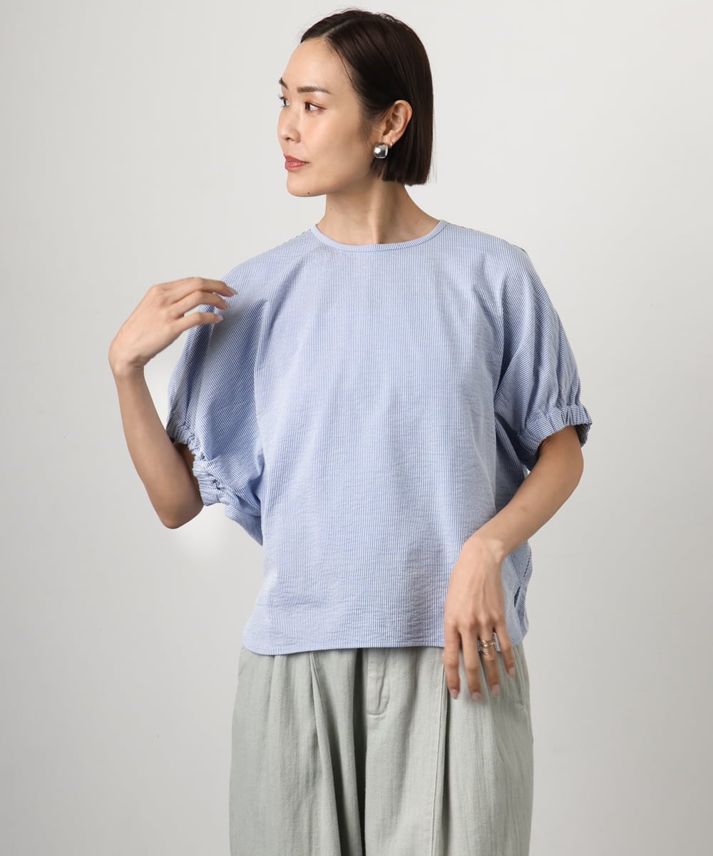 FMKGD10180 MICHEL KLEIN(ミッシェルクラン) [接触冷感]サッカードルマンスリーブカットソー ブラック