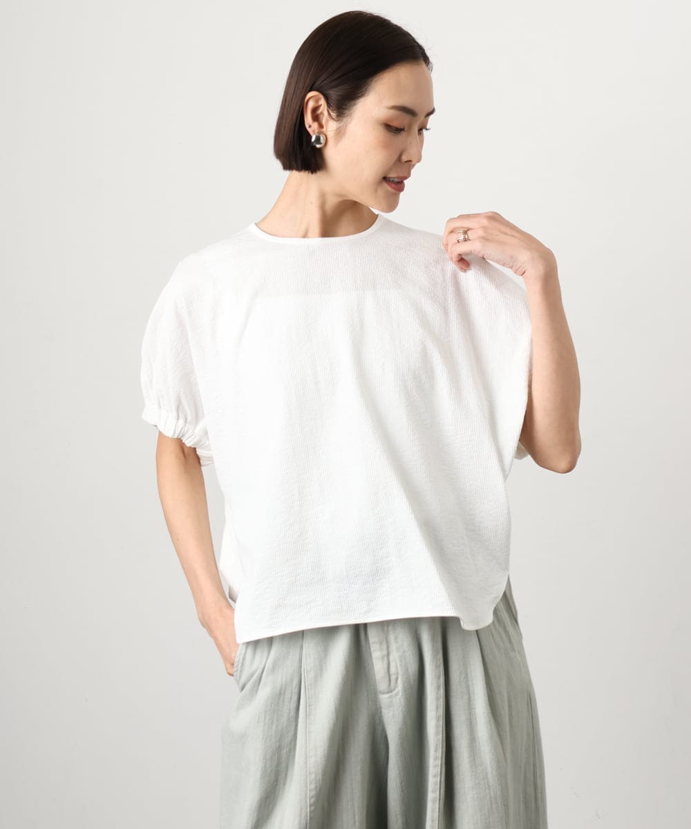 FMKGD10180 MICHEL KLEIN(ミッシェルクラン) [接触冷感]サッカードルマンスリーブカットソー ブラック