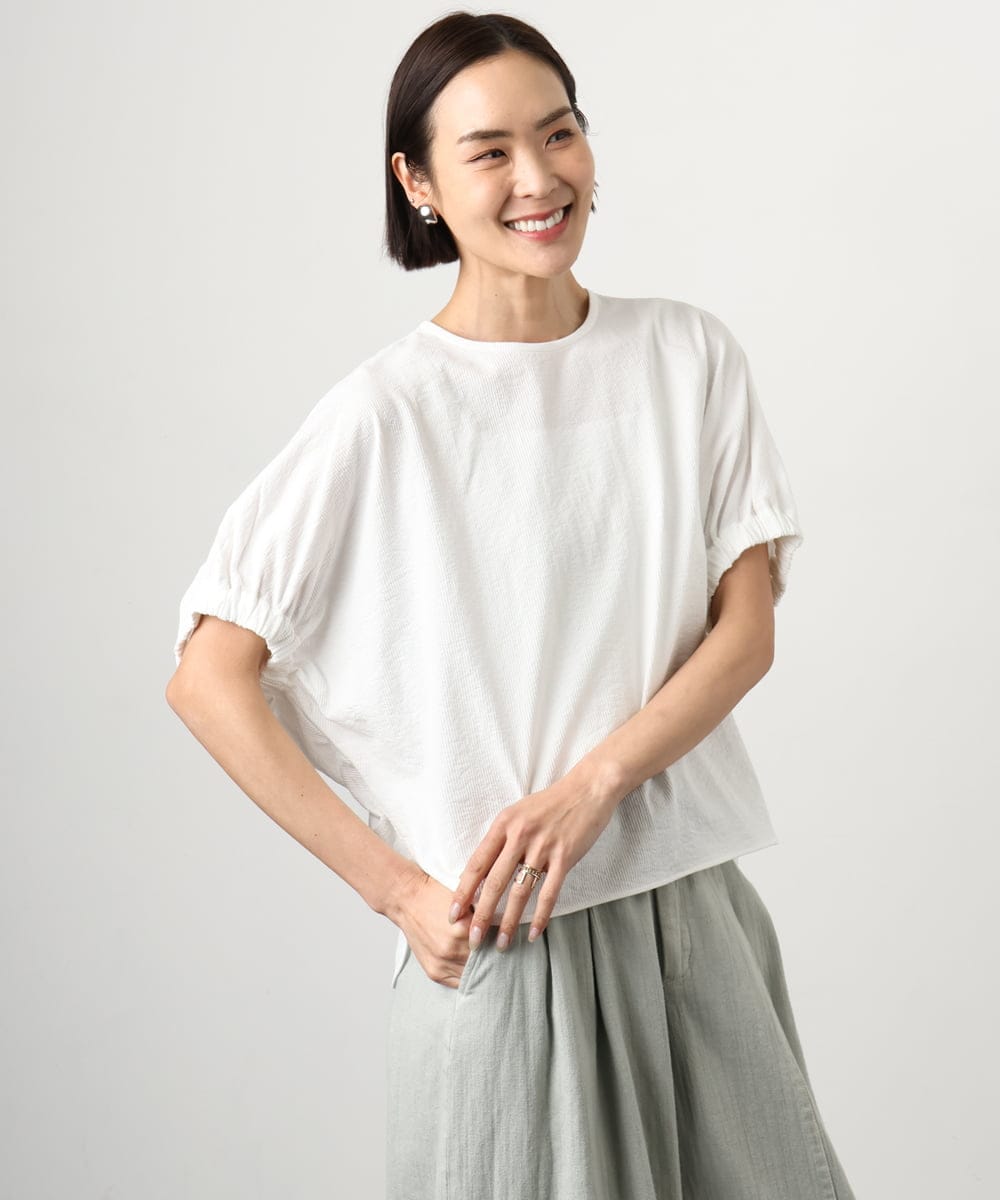 FMKGD10180 MICHEL KLEIN(ミッシェルクラン) [接触冷感]サッカードルマンスリーブカットソー ブラック