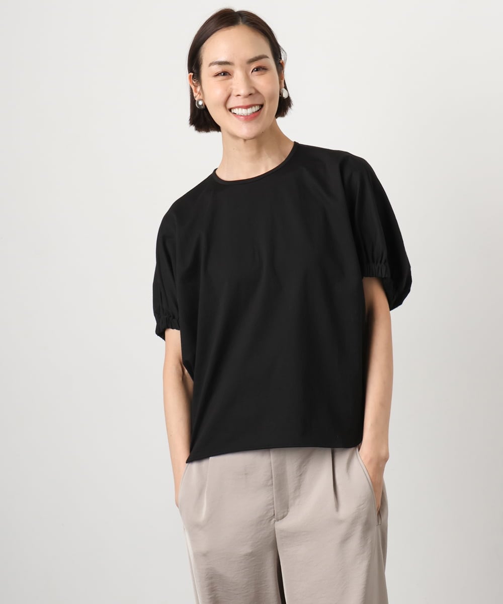 FMKGD10180 MICHEL KLEIN(ミッシェルクラン) [接触冷感]サッカードルマンスリーブカットソー ブラック