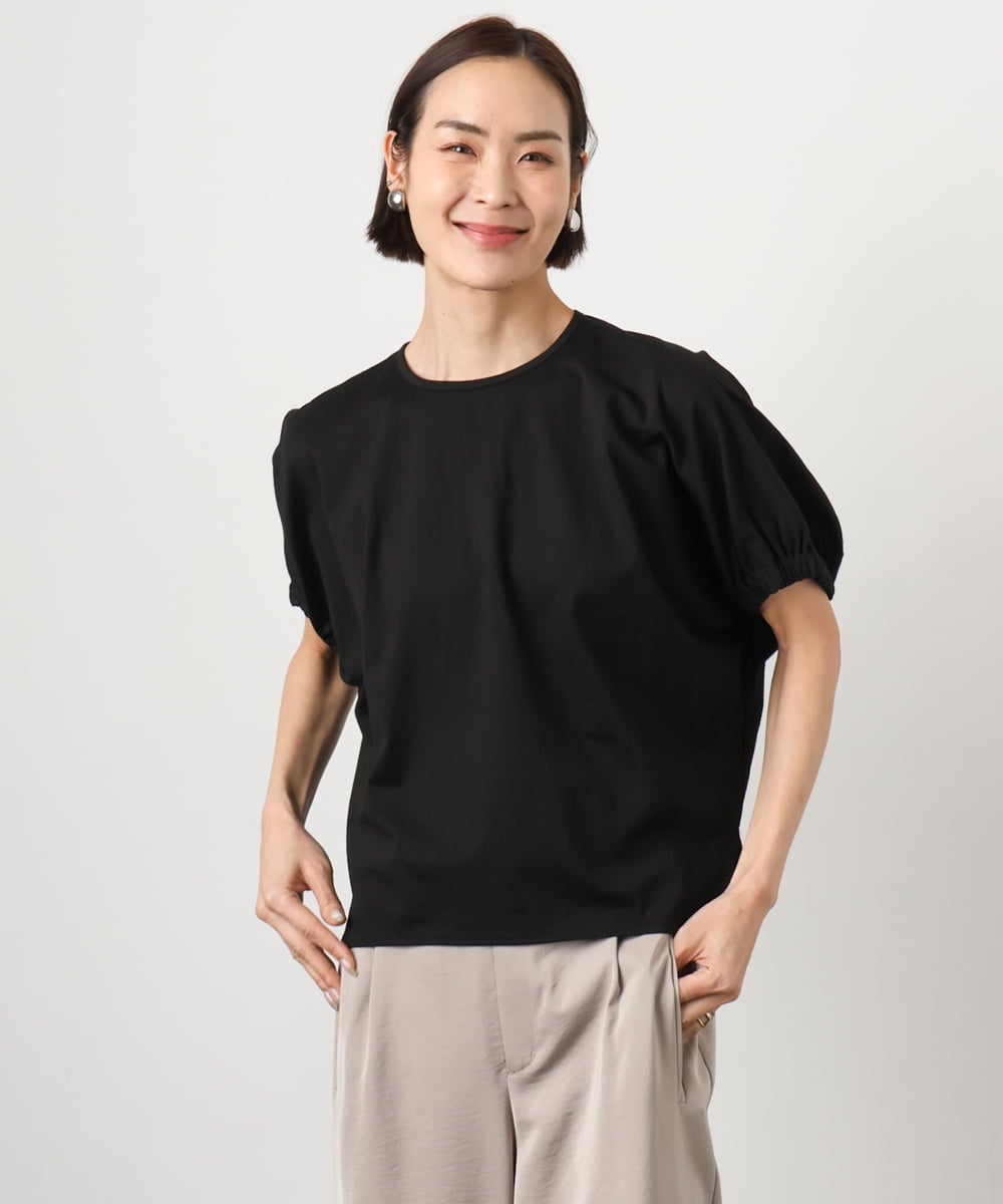 FMKGD10180 MICHEL KLEIN(ミッシェルクラン) [接触冷感]サッカードルマンスリーブカットソー ブラック