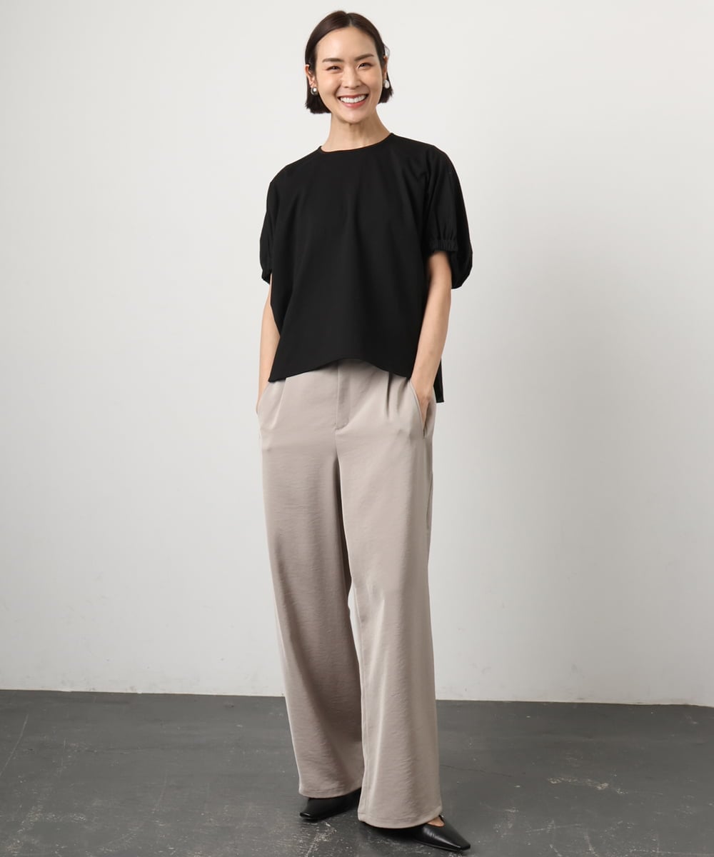 FMKGD10180 MICHEL KLEIN(ミッシェルクラン) [接触冷感]サッカードルマンスリーブカットソー ブラック