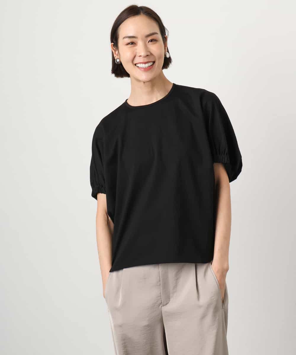 FMKGD10180 MICHEL KLEIN(ミッシェルクラン) [接触冷感]サッカードルマンスリーブカットソー ブラック