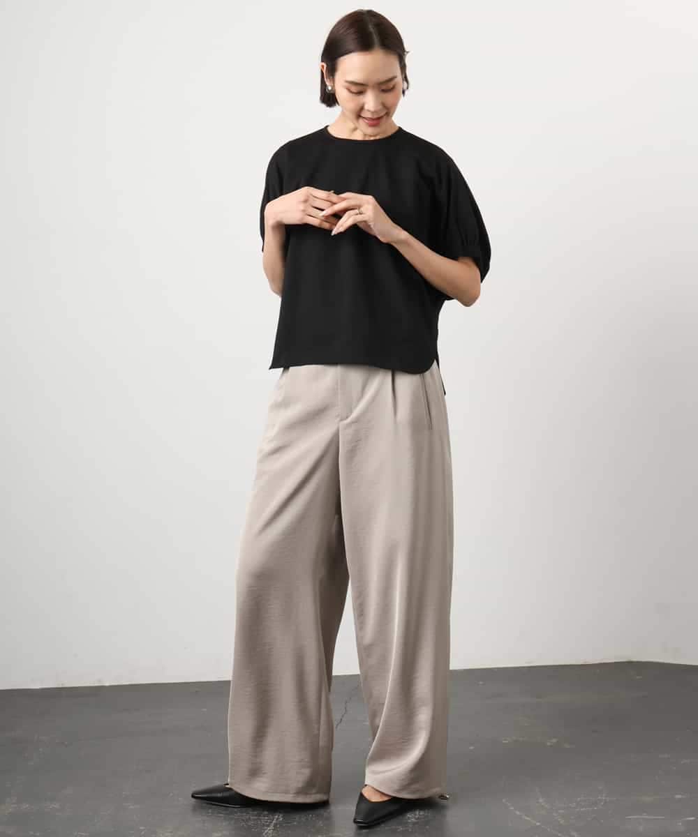 FMKGD10180 MICHEL KLEIN(ミッシェルクラン) [接触冷感]サッカードルマンスリーブカットソー ブラック