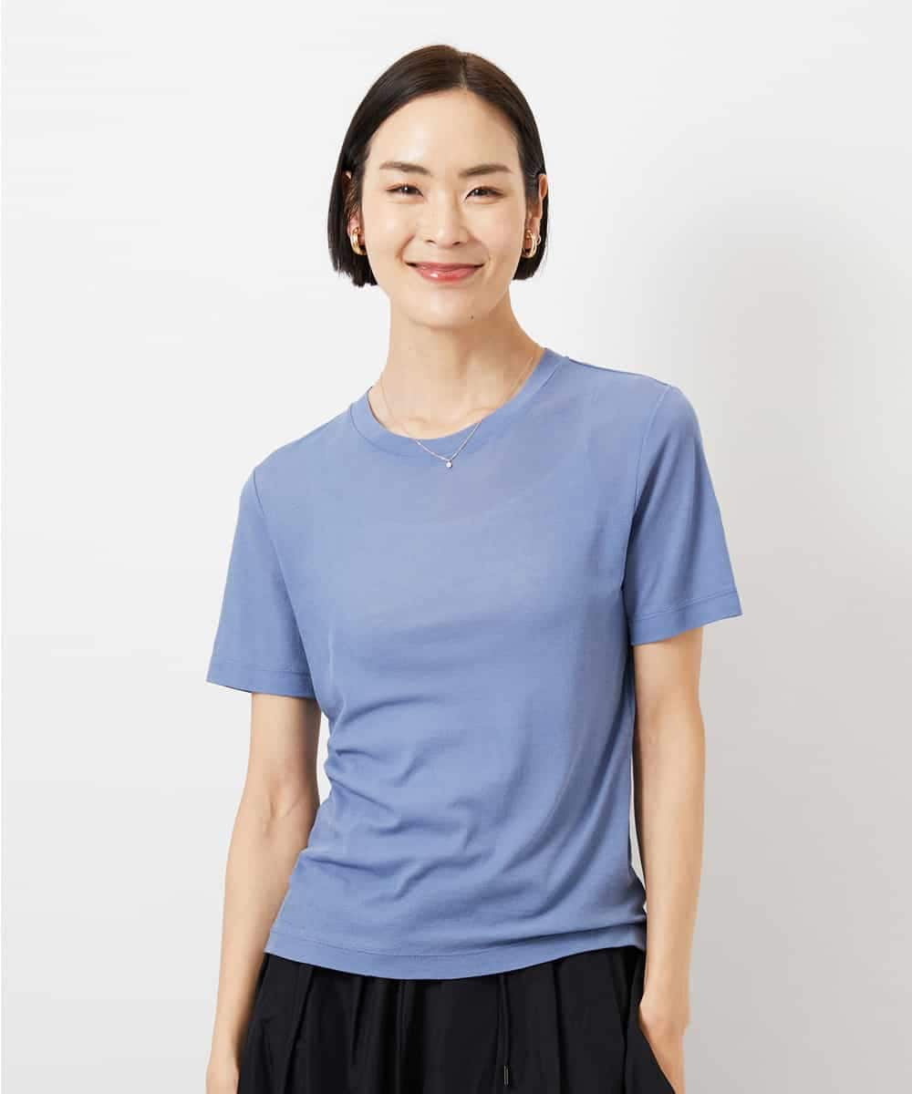 FMKGD11120 MICHEL KLEIN(ミッシェルクラン) シアークルーネック プルオーバー ブルー