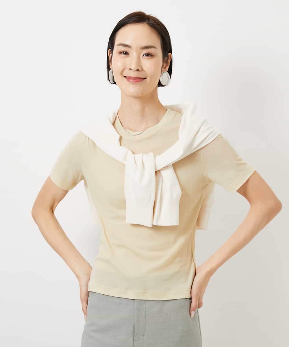 FMKGD11120 MICHEL KLEIN(ミッシェルクラン) シアークルーネック プルオーバー ブルー