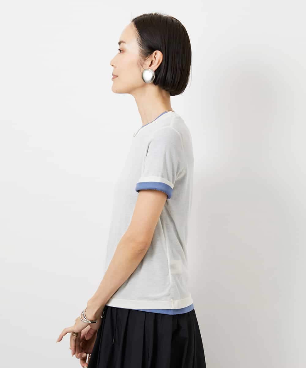 FMKGD11120 MICHEL KLEIN(ミッシェルクラン) シアークルーネック プルオーバー ブルー