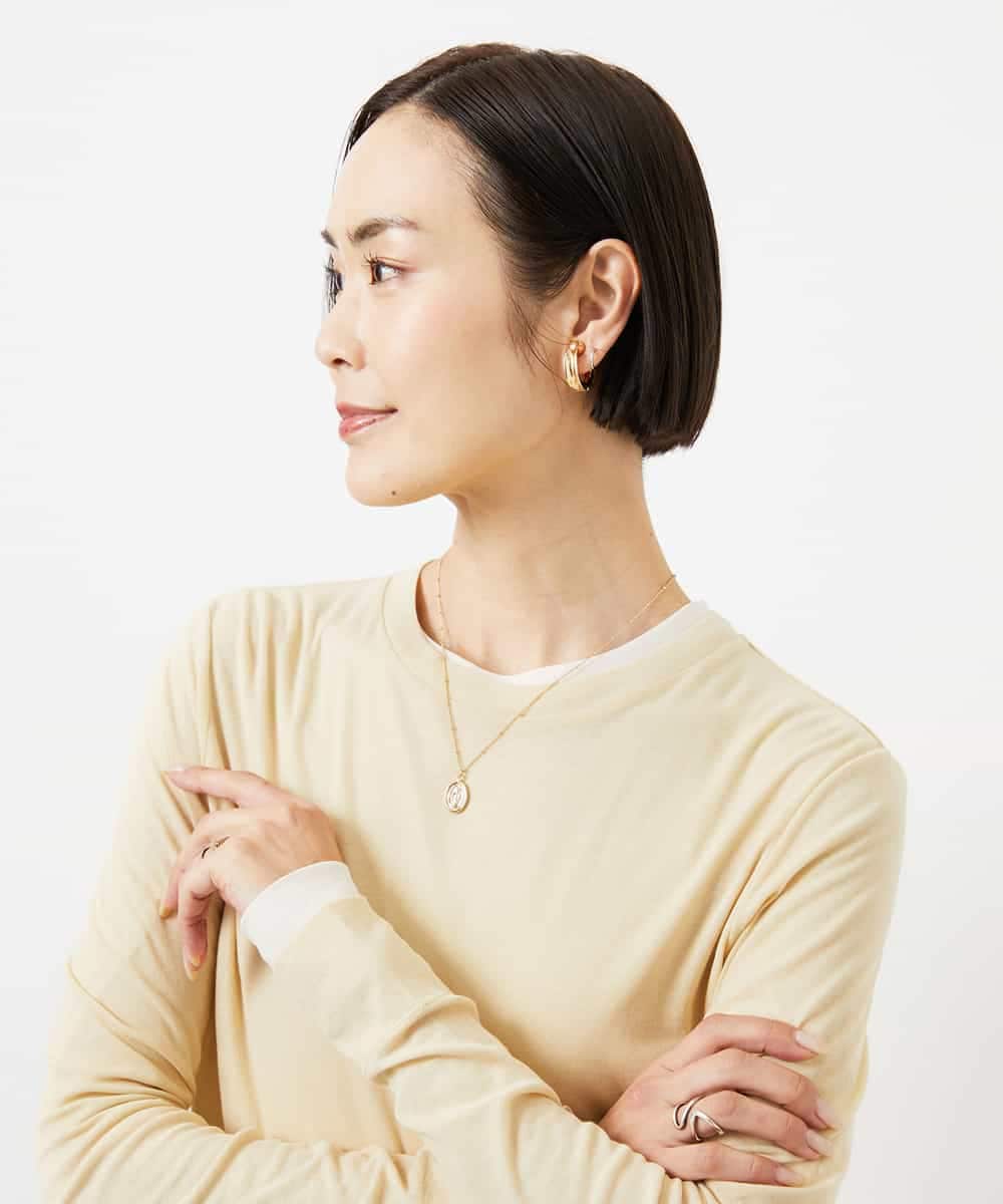 FMKGD12130 MICHEL KLEIN(ミッシェルクラン) シアークルーネック ロングスリーブ プルオーバー ライトイエロー