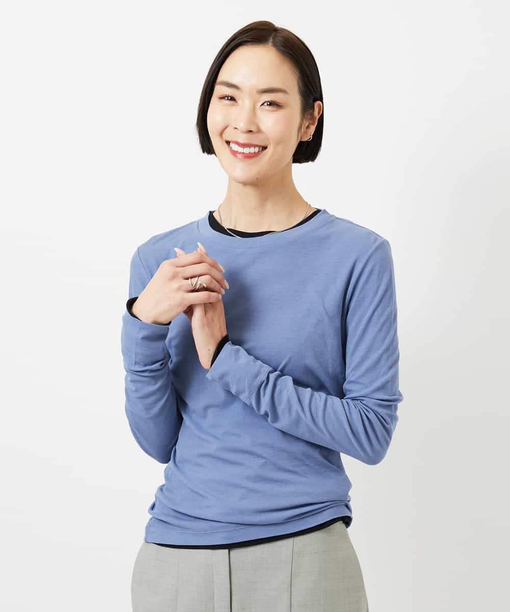 FMKGD12130 MICHEL KLEIN(ミッシェルクラン) シアークルーネック ロングスリーブ プルオーバー ブルー