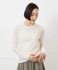 FMKGD12130 MICHEL KLEIN(ミッシェルクラン) シアークルーネック ロングスリーブ プルオーバー アイボリー