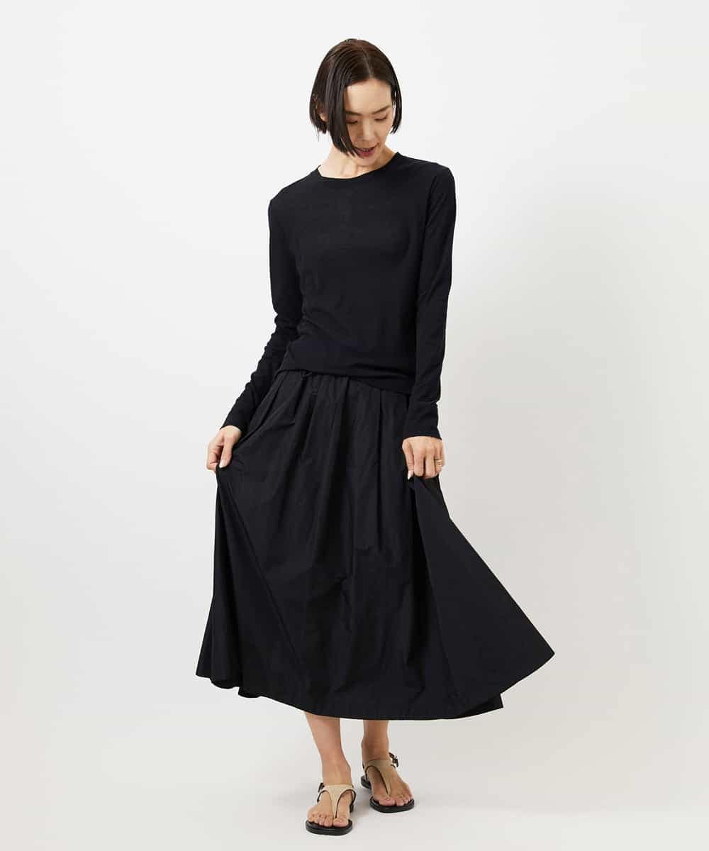 FMKGD12130 MICHEL KLEIN(ミッシェルクラン) シアークルーネック ロングスリーブ プルオーバー ブラック