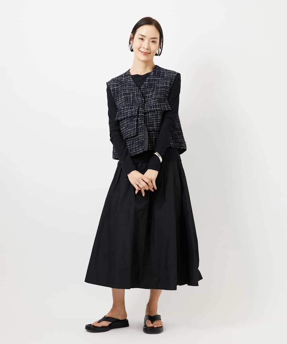 FMKGD12130 MICHEL KLEIN(ミッシェルクラン) シアークルーネック ロングスリーブ プルオーバー ブラック