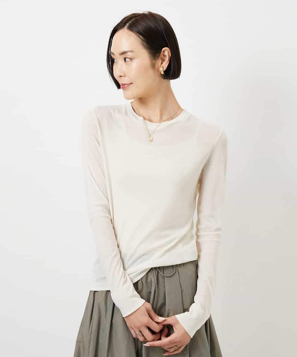 FMKGD12130 MICHEL KLEIN(ミッシェルクラン) シアークルーネック ロングスリーブ プルオーバー ブラック