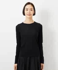 FMKGD12130 MICHEL KLEIN(ミッシェルクラン) シアークルーネック ロングスリーブ プルオーバー ブラック