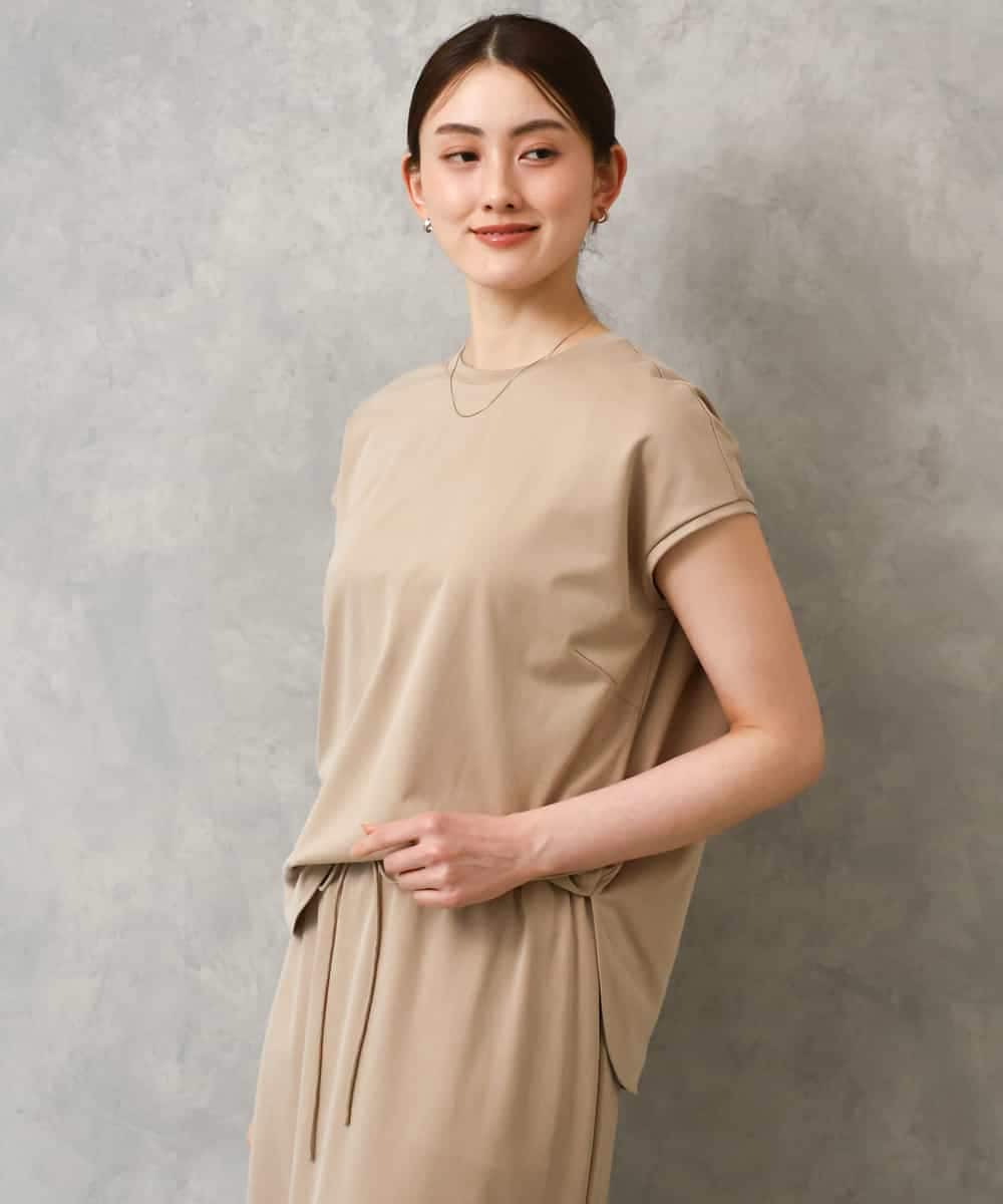 FMKGD15200 MICHEL KLEIN(ミッシェルクラン) [セットアップ対応]ヴィンテージサテンTブラウス ベージュ