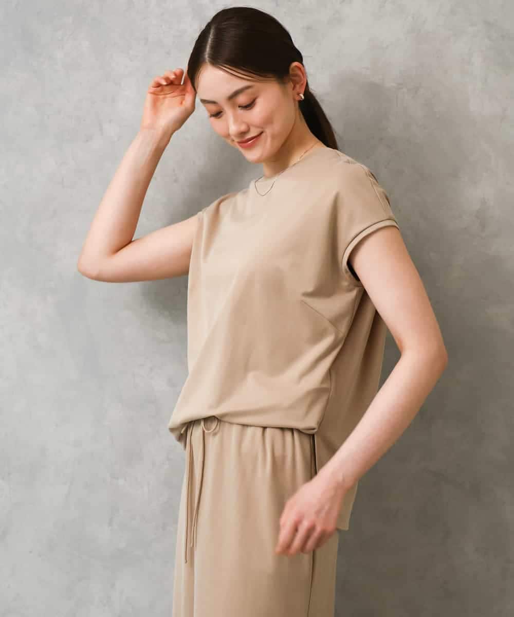 FMKGD15200 MICHEL KLEIN(ミッシェルクラン) [セットアップ対応]ヴィンテージサテンTブラウス ベージュ