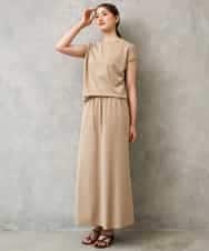 FMKGD15200 MICHEL KLEIN(ミッシェルクラン) [セットアップ対応]ヴィンテージサテンTブラウス ベージュ