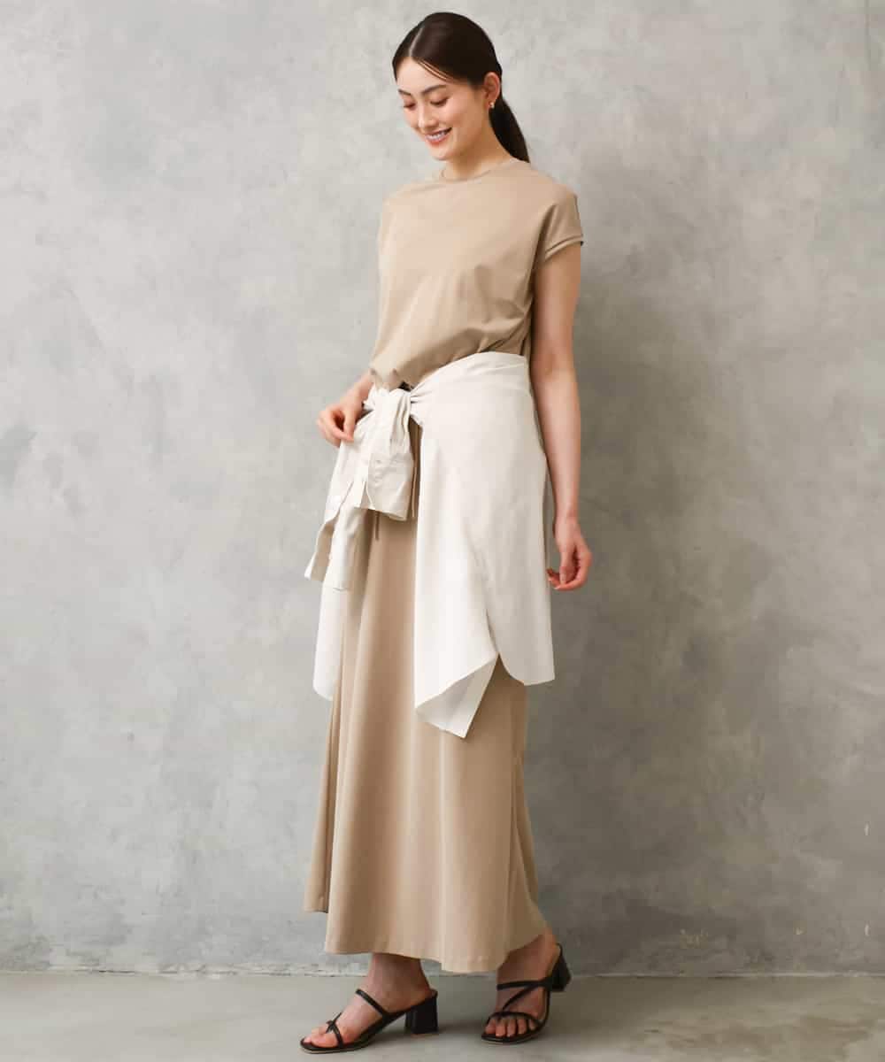 FMKGD15200 MICHEL KLEIN(ミッシェルクラン) [セットアップ対応]ヴィンテージサテンTブラウス ベージュ