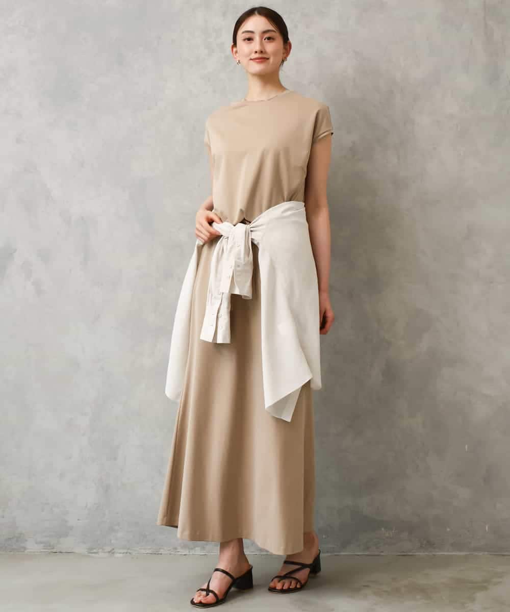 FMKGD15200 MICHEL KLEIN(ミッシェルクラン) [セットアップ対応]ヴィンテージサテンTブラウス ベージュ