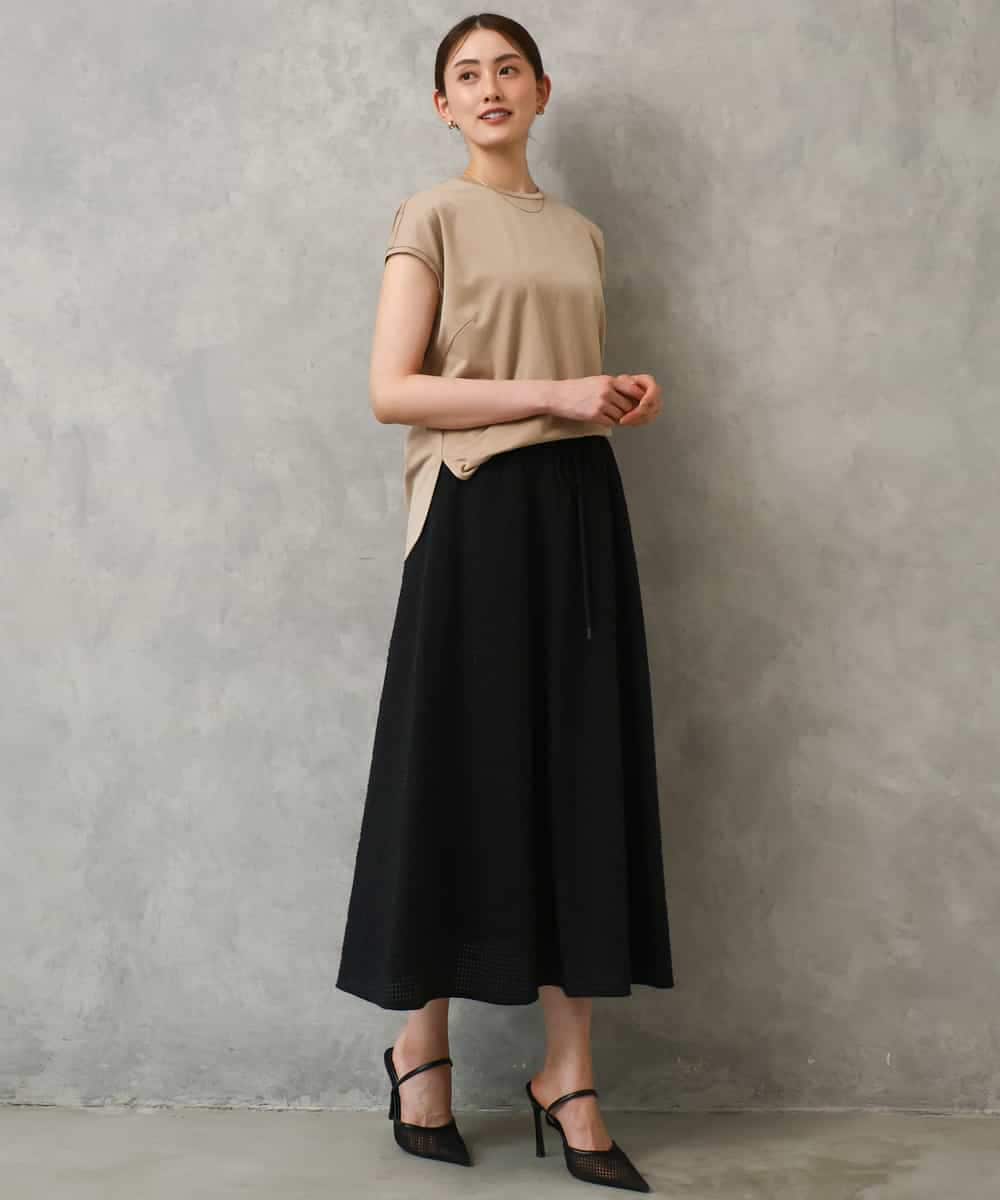 FMKGD15200 MICHEL KLEIN(ミッシェルクラン) [セットアップ対応]ヴィンテージサテンTブラウス ベージュ