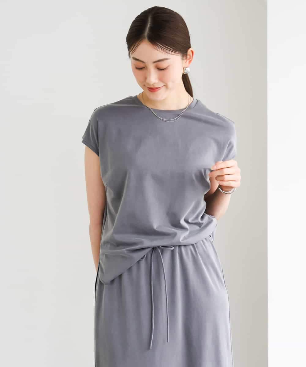 FMKGD15200 MICHEL KLEIN(ミッシェルクラン) [セットアップ対応]ヴィンテージサテンTブラウス ベージュ