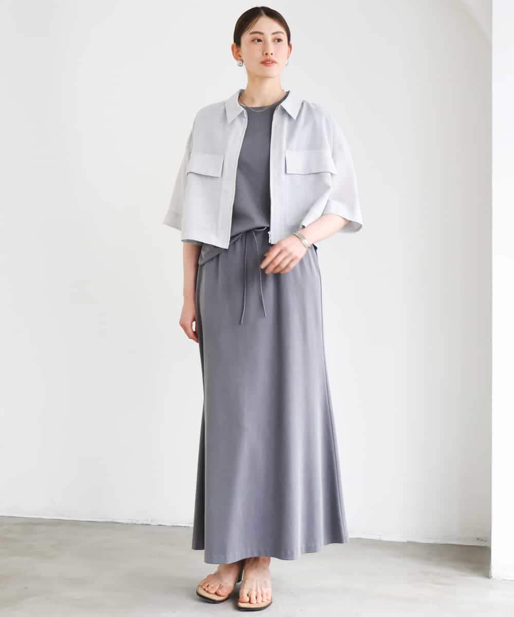 FMKGD15200 MICHEL KLEIN(ミッシェルクラン) [セットアップ対応]ヴィンテージサテンTブラウス ベージュ