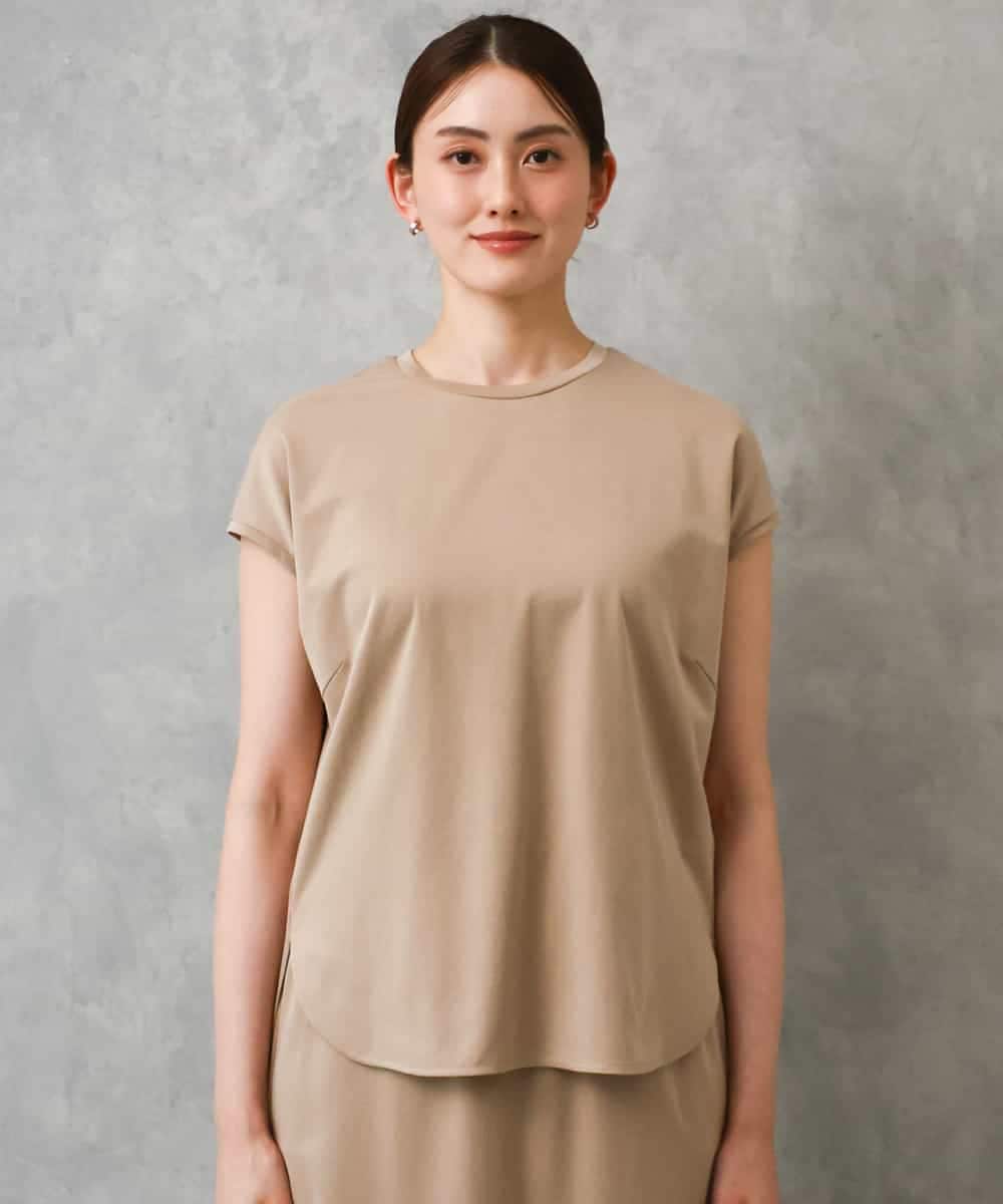 FMKGD15200 MICHEL KLEIN(ミッシェルクラン) [セットアップ対応]ヴィンテージサテンTブラウス ベージュ