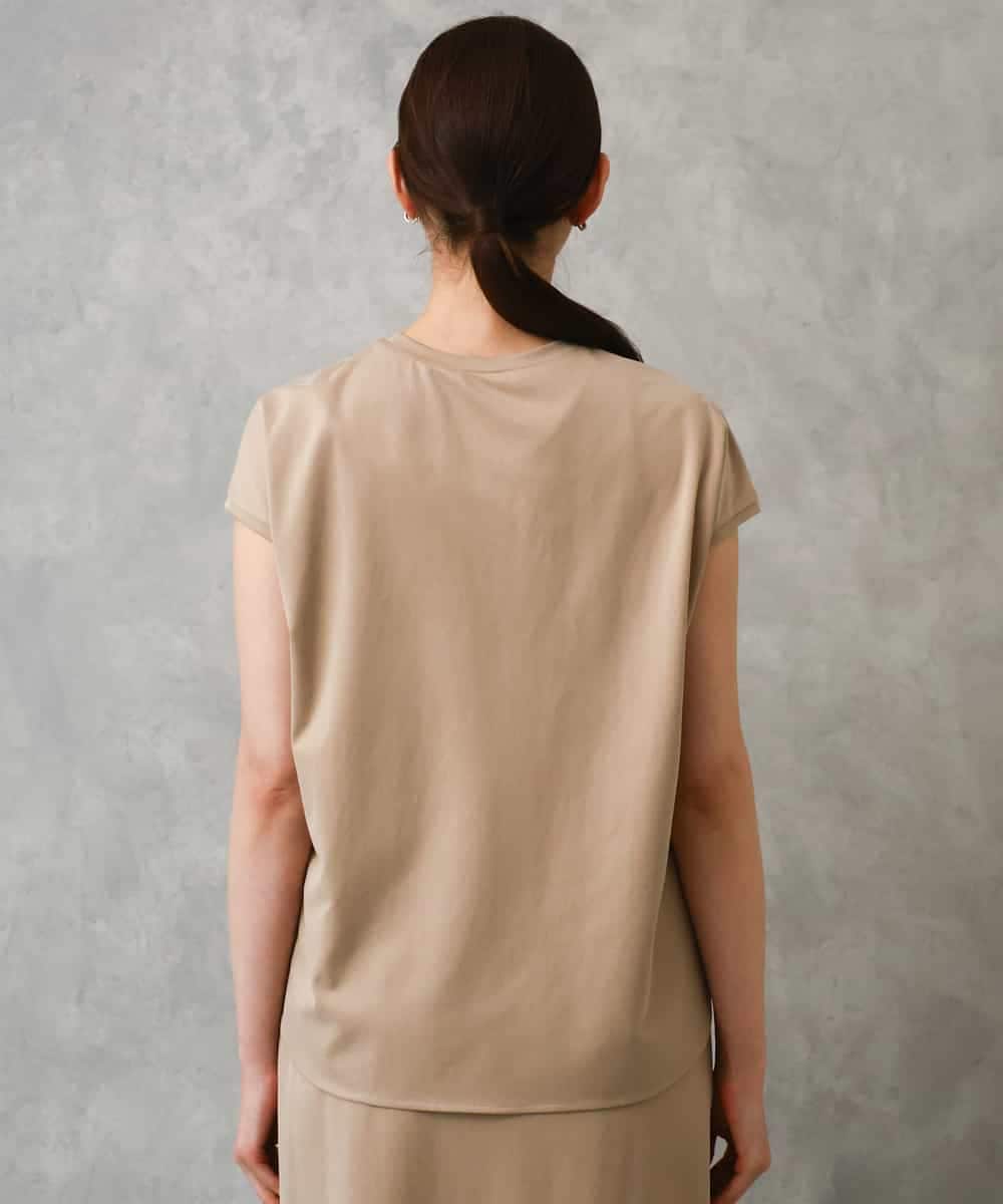 FMKGD15200 MICHEL KLEIN(ミッシェルクラン) [セットアップ対応]ヴィンテージサテンTブラウス ベージュ