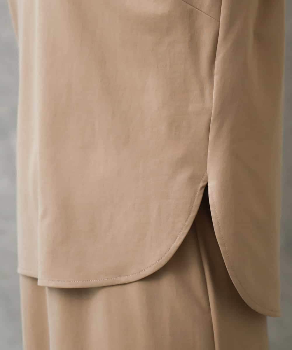 FMKGD15200 MICHEL KLEIN(ミッシェルクラン) [セットアップ対応]ヴィンテージサテンTブラウス ベージュ