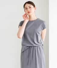 FMKGD15200 MICHEL KLEIN(ミッシェルクラン) [セットアップ対応]ヴィンテージサテンTブラウス ダークグレー