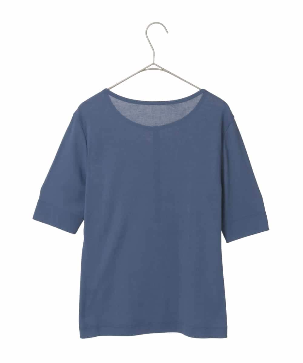 FMKGD16160 MICHEL KLEIN(ミッシェルクラン) [アンサンブル対応]リングドットヘンリーネックTシャツ ブルー