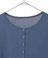 FMKGD16160 MICHEL KLEIN(ミッシェルクラン) [アンサンブル対応]リングドットヘンリーネックTシャツ ブルー